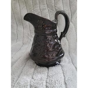McM Art Redware Brown Green Glazed 6" Pitcher - Old Fort Henry